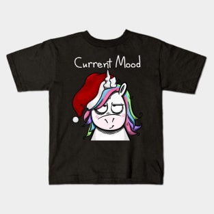Christmas Unicorn in Quite a Mood - Dark Kids T-Shirt